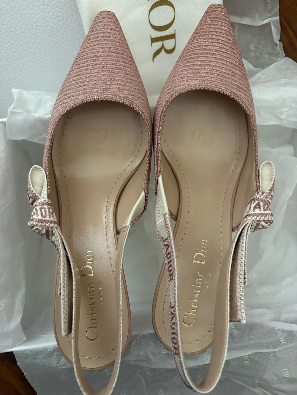 Dior Rose Slingback Kitten Heels with J'Adior Strap 37.5